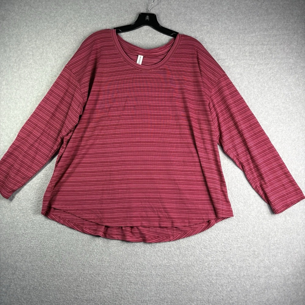 Athleta Top Women's 2X  Long Sleeve Striped Pink Cloudlight Stratus  Athleisure